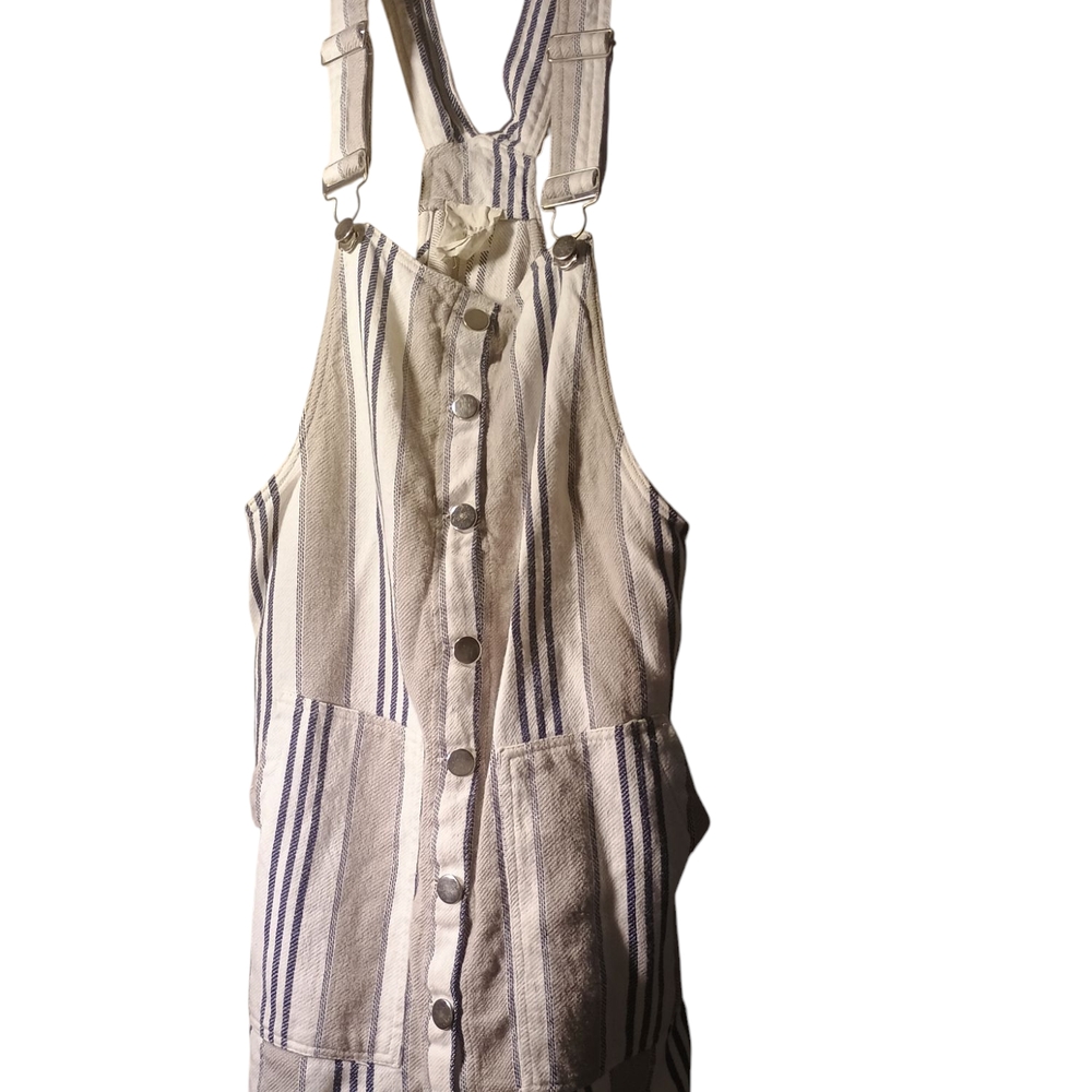 Striped Button-Up Overalls